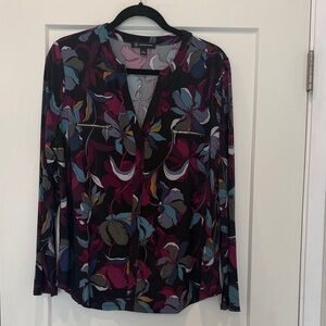 INC Multicolor Floral Long Sleeve Blouse
